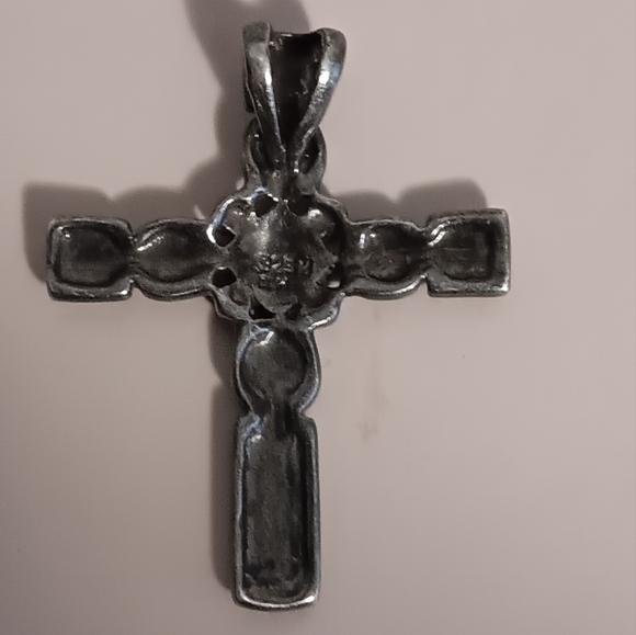 MARQUESITE CROSS PENDANT 925 STERLING SILVER - Picture 5 of 8